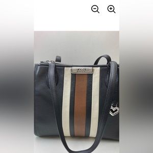 Brighton Black Leather Stripe Bag F390031